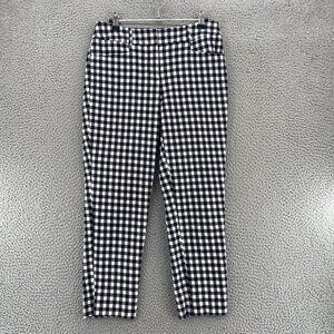 LOFT Pants Womens 4 Julie Riviera Black White Gingham Crop Capri Stretch Skinny